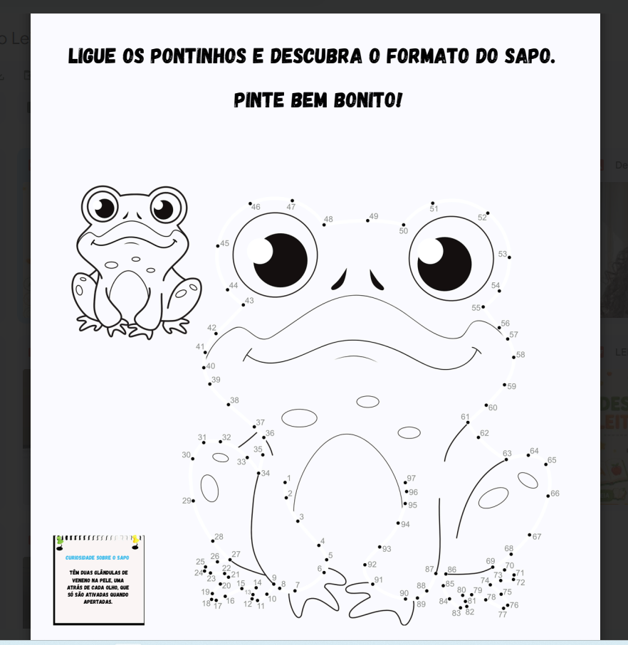 Atividade ligue os pontinhos do sapo
